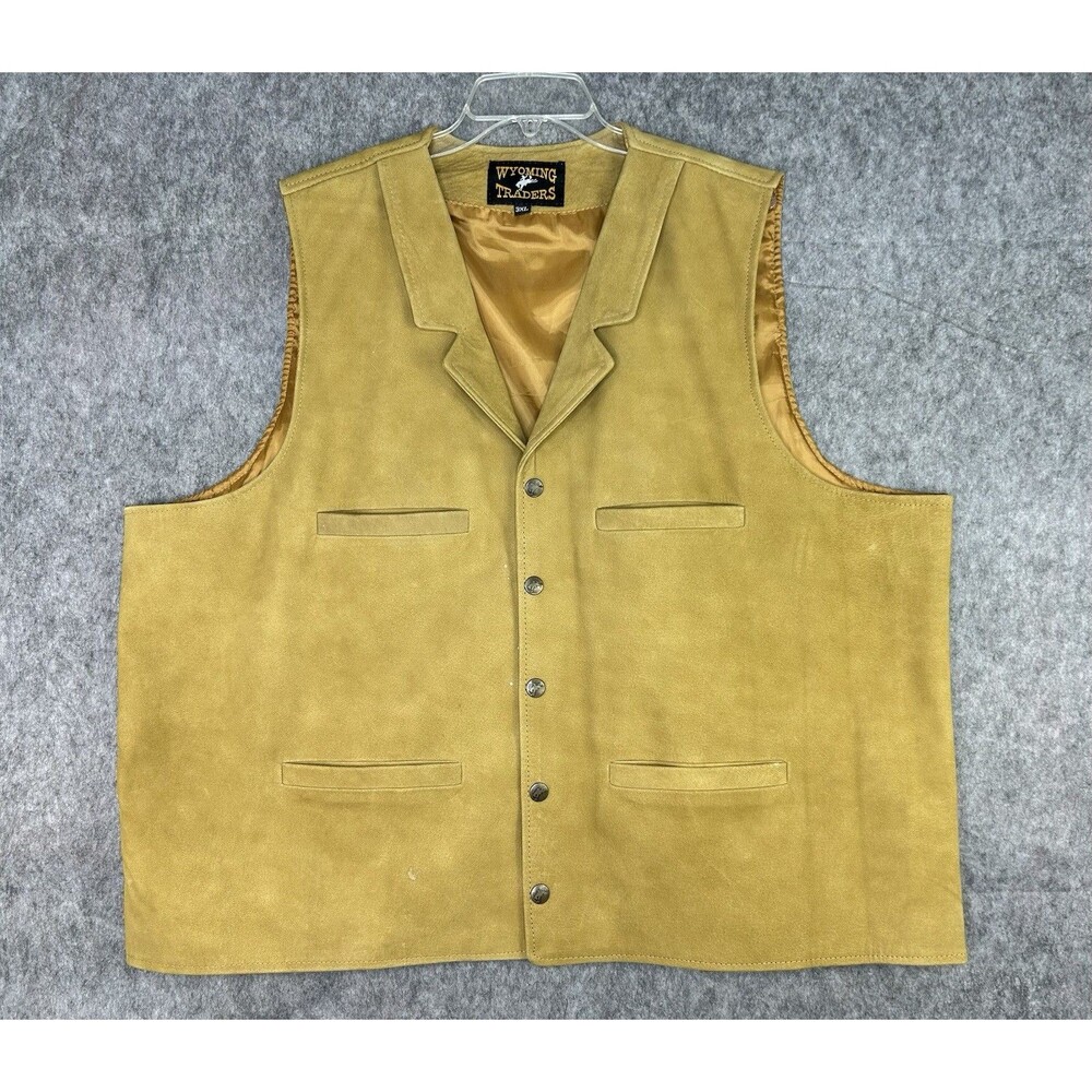 Wyoming Traders Leather Vest Men’s 3XL Tan Western Cowboy Ranch Wear